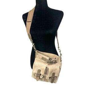 Mi Mo Vintage Raw Leather Buckle Western Crossbody Bag